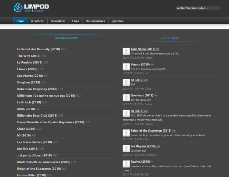 Limpod le site de streaming de films