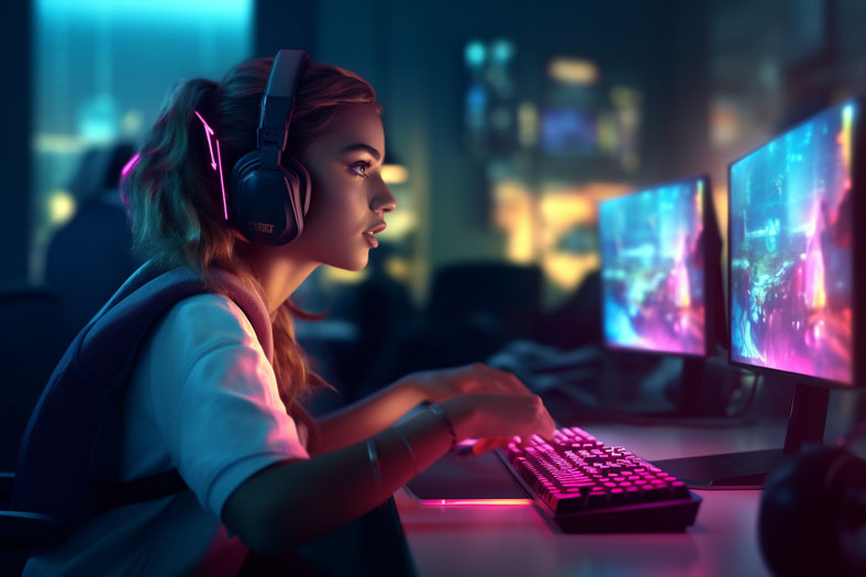 femme jouant aux jeux vidéos