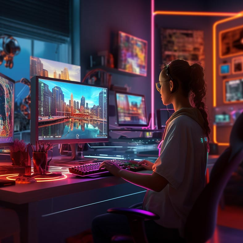 femme jouant aux jeux vidéos