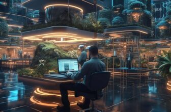 homme dans un centre commercial futuriste