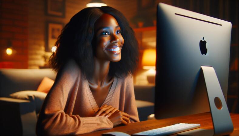une femme regardant un site de streaming sur son ordinateur