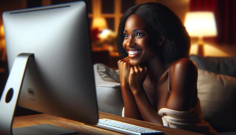 une femme regardant un film de streaming sur son ordinateur