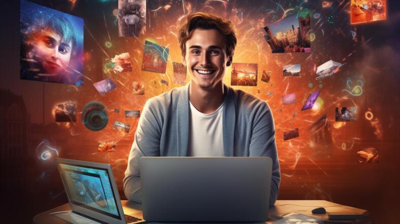un homme qui regarde un site de streaming sur son ordinateur