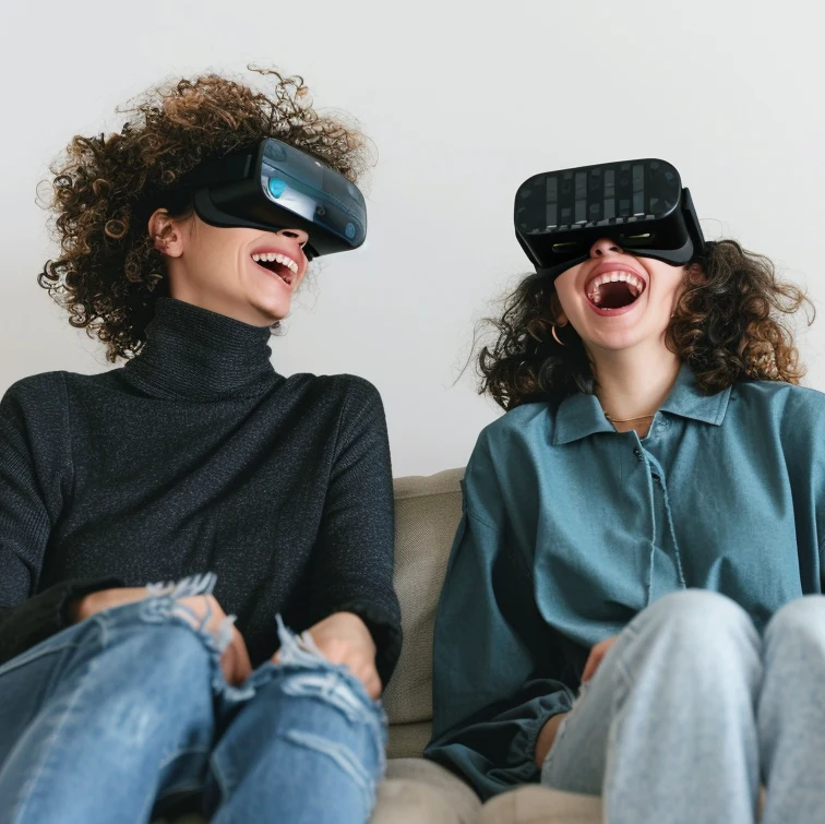 2 femmes avec un casque de réalité virtuelle