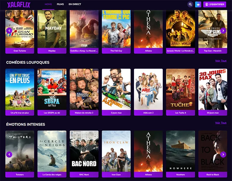 interface du site de streaming xalaflix