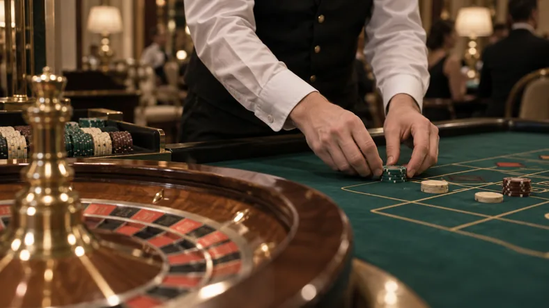Avantage de la maison : pourquoi le casino gagne à long terme ? | TOP SITE STREAMING Un croupier dispose des jetons sur une table de roulette.