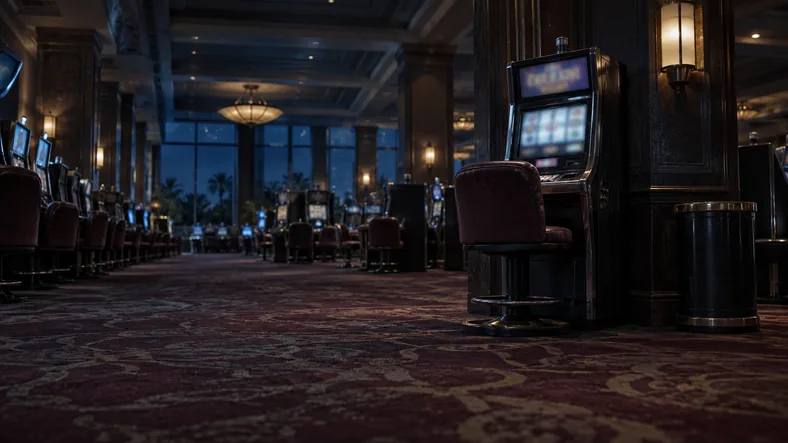 Volatilité d’une machine à sous : faible, moyenne ou élevée ? | TOP SITE STREAMING Détail d’une machine à sous dans une salle de casino.