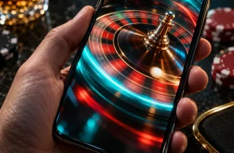 Une roulette virtuelle tourne sur un téléphone dans un casino.