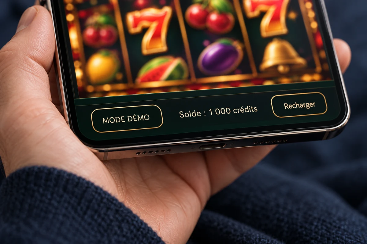 Casino gratuit en ligne : quelles différences avec le jeu en argent réel ? | TOP SITE STREAMING Détail d’une interface affichant un solde de démonstration en crédits virtuels